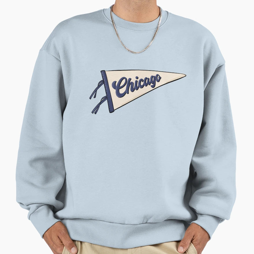 Chicago Pennant Flag Sweatshirt - Graphic Print Unisex - T-Shirt, Sweatshirt, Hoodie