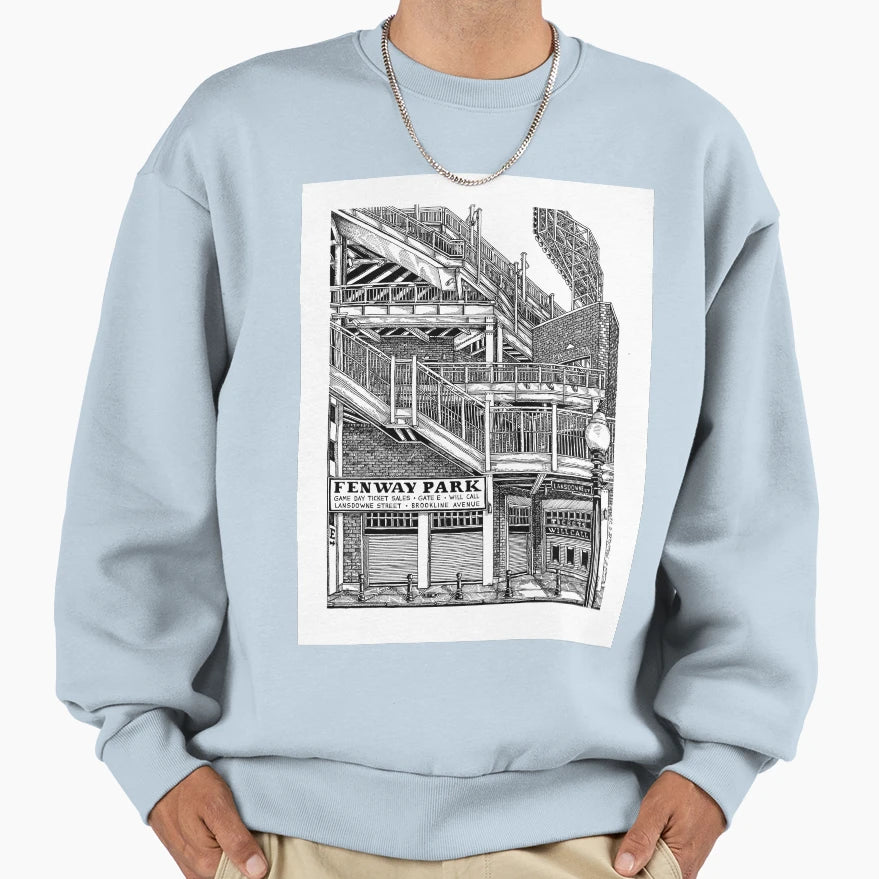 Fenway Park Boston Gate E Drawing Sweatshirt - Novelty Apparel Unisex - T-Shirt, Sweatshirt, Hoodie