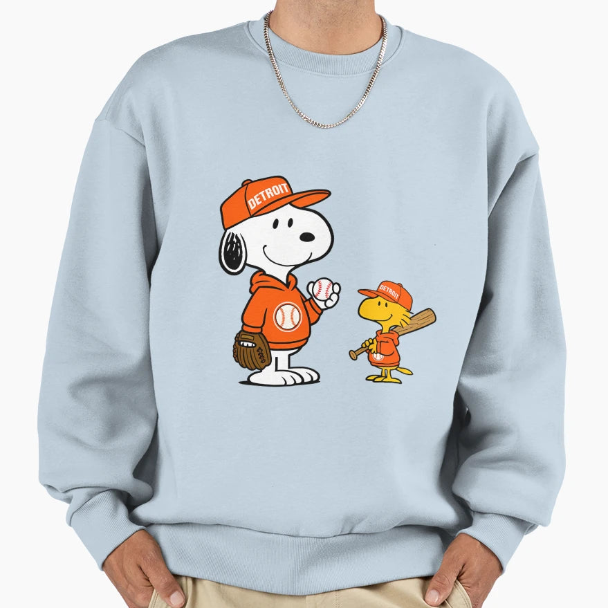 Detroit Tigers Snoopy And Woodstock Sweatshirt - Graphic Print Men Women - T-Shirt, Sweatshirt, Hoodie