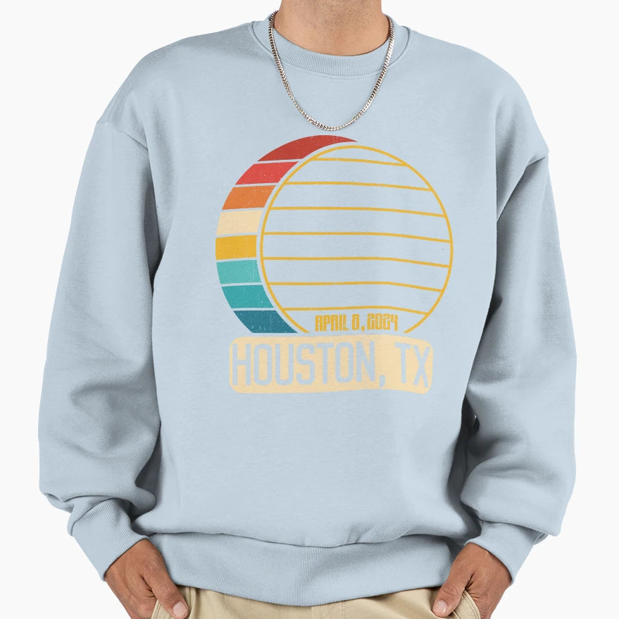 Total Solar Eclipse Texas Houston Sweatshirt - Minimalist Print Unisex - T-Shirt, Sweatshirt, Hoodie