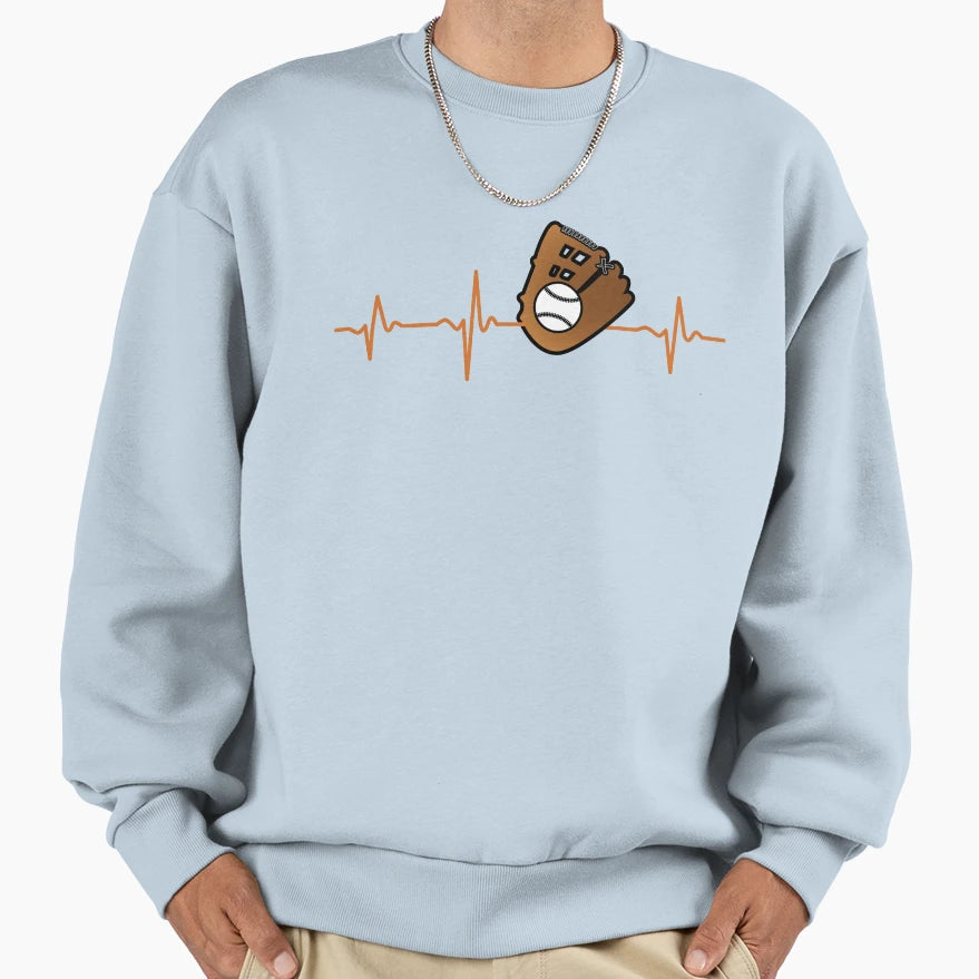 Baseball Glove And Ball Heartbeat Sweatshirt - Minimalist Print for Adults - T-Shirt, Sweatshirt, Hoodie
