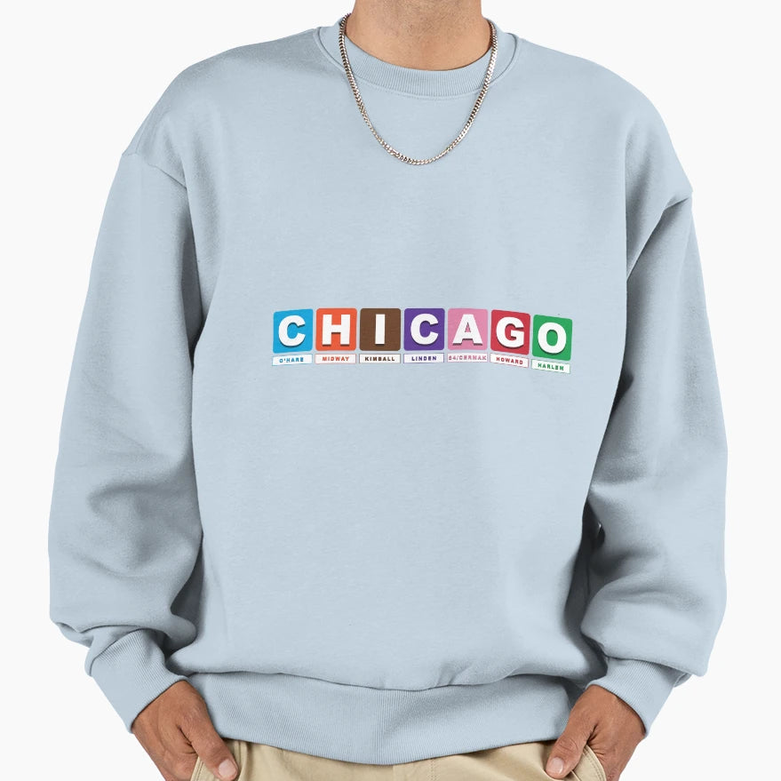Chicago Trains Sweatshirt - Aesthetic Graphic for Adults - T-Shirt, Sweatshirt, Hoodie