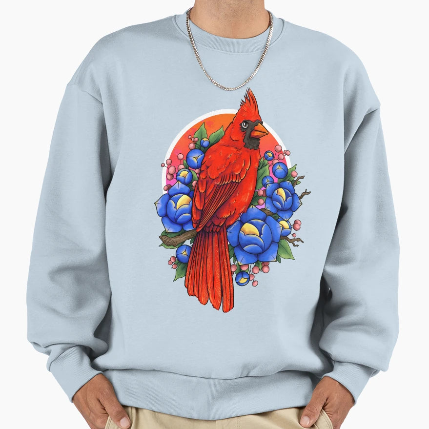 Red Cardinal Bird Sweatshirt - Minimalist Print for Adults - T-Shirt, Sweatshirt, Hoodie