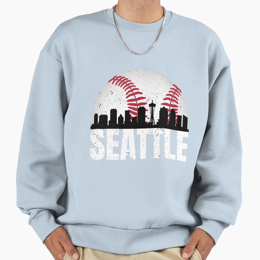Seattle Skyline Baseball Sweatshirt - Fun Novelty Design Men Women - T-Shirt, Sweatshirt, Hoodie