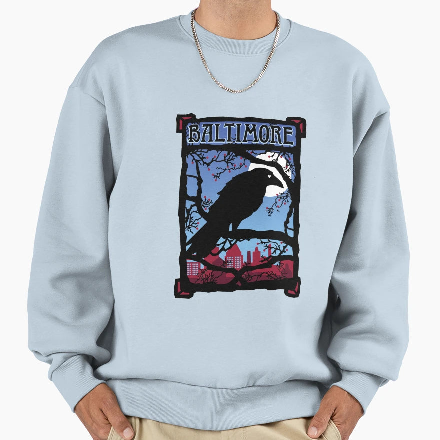 Baltimore Raven Sweatshirt - Minimalist Print for Adults - T-Shirt, Sweatshirt, Hoodie