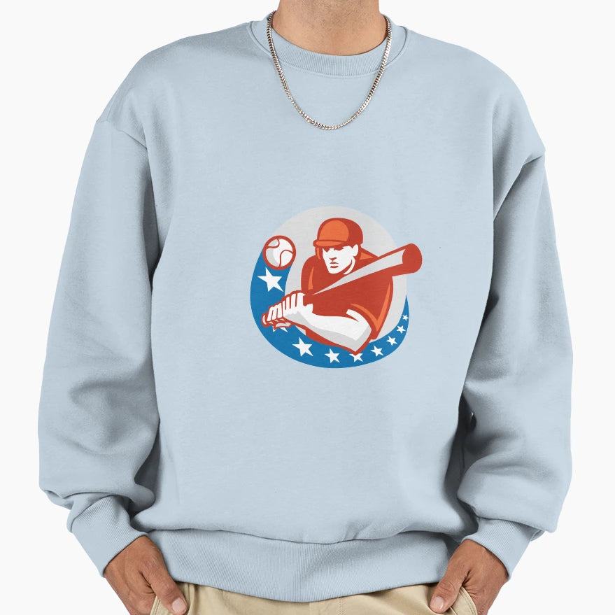 Baseball Player Batter Stars Sweatshirt - Fun Novelty Design for Adults - T-Shirt, Sweatshirt, Hoodie