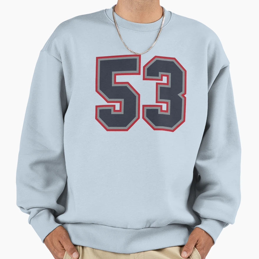 53 Navy Grey Red Sports Number Fifty Sweatshirt - Trendy Graphic Unisex - T-Shirt, Sweatshirt, Hoodie
