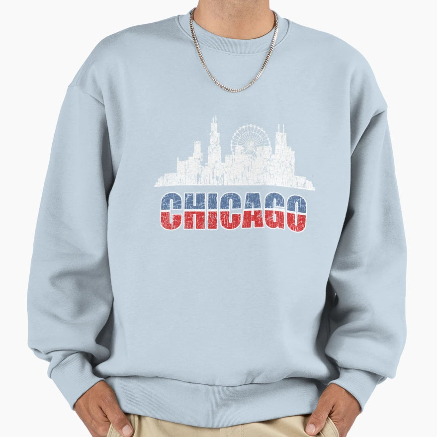 Chicago Illinois Usa Distressed Grunge Sweatshirt - Novelty Apparel Unisex - T-Shirt, Sweatshirt, Hoodie