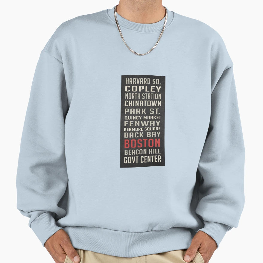 Boston Subway Stops Sweatshirt - Fun Novelty Design Men Women - T-Shirt, Sweatshirt, Hoodie