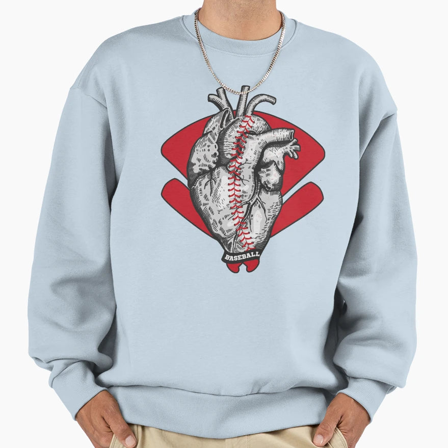 I Love Baseball Stitches Heart Field Sweatshirt - Minimalist Print Unisex - T-Shirt, Sweatshirt, Hoodie