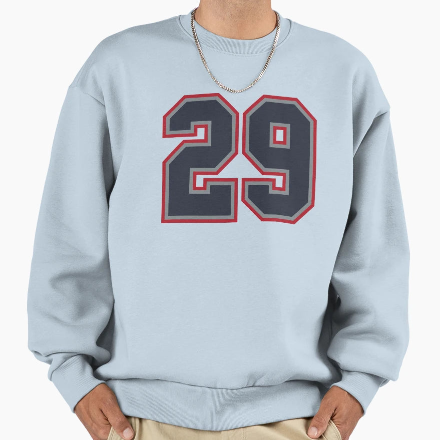 29 Navy Grey Red Sports Number Twenty Sweatshirt - Graphic Print Unisex - T-Shirt, Sweatshirt, Hoodie