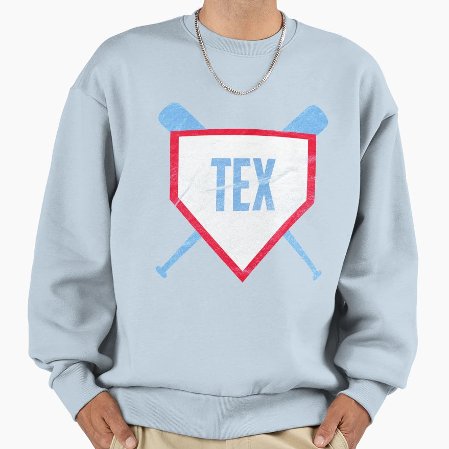 Texas Abbreviation Baseball Home Sweatshirt - Trendy Graphic Men Women - T-Shirt, Sweatshirt, Hoodie