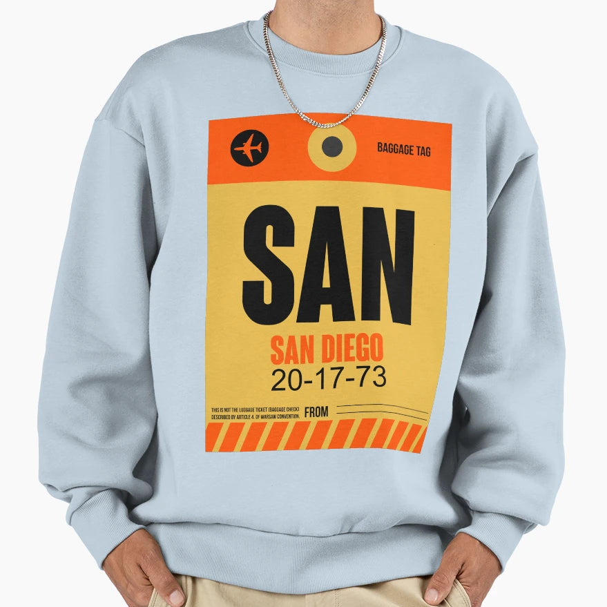 San Diego Luggage Tag 2 Sweatshirt - Graphic Print Unisex - T-Shirt, Sweatshirt, Hoodie