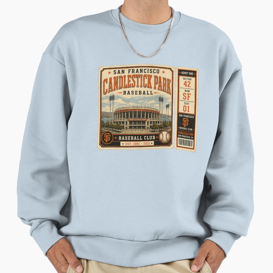 San Francisco Baseball Ticket Sweatshirt - Aesthetic Graphic Men Women - T-Shirt, Sweatshirt, Hoodie