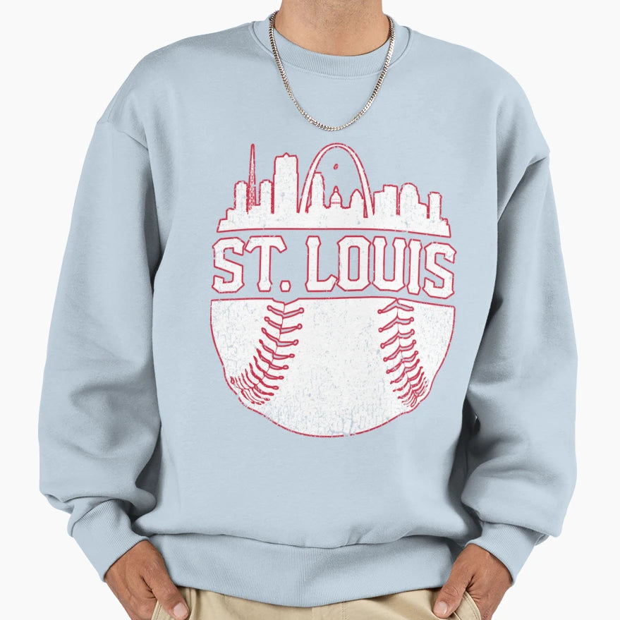St Louis Skyline Cardinal Sweatshirt - Graphic Print Men Women - T-Shirt, Sweatshirt, Hoodie