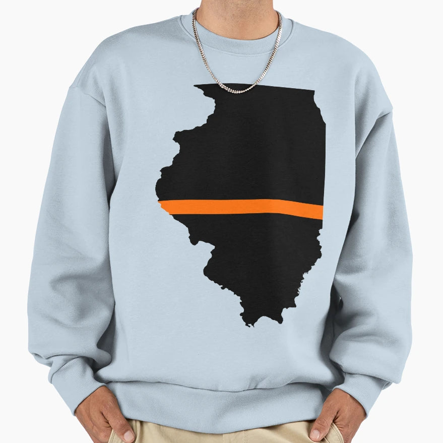 Illinois Thin Orange Line Sweatshirt - Graphic Print Unisex - T-Shirt, Sweatshirt, Hoodie