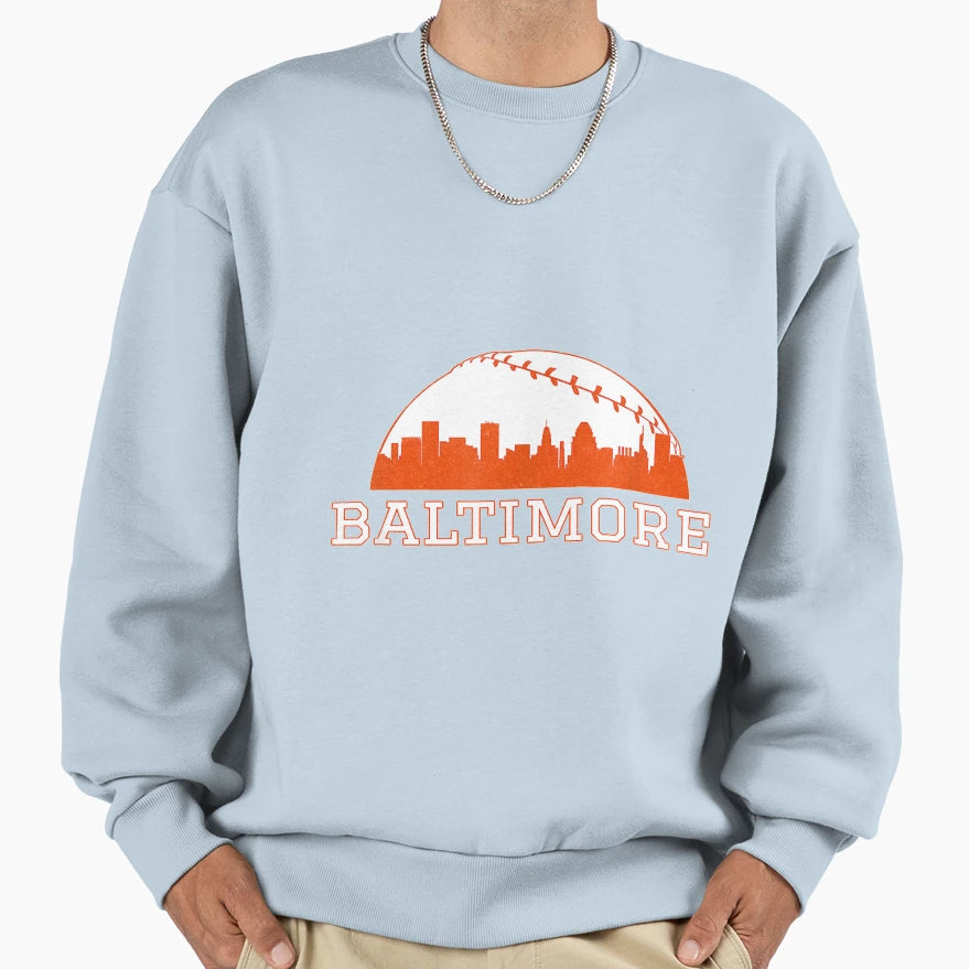 Downtown Baltimore Md Baseball Sweatshirt - Custom Art Print Men Women - T-Shirt, Sweatshirt, Hoodie