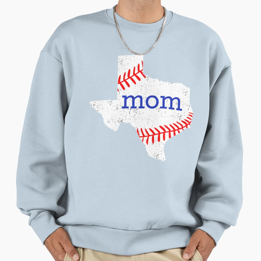 Baseball Texas Mom Fitted Sweatshirt - Streetwear Style for Adults - T-Shirt, Sweatshirt, Hoodie
