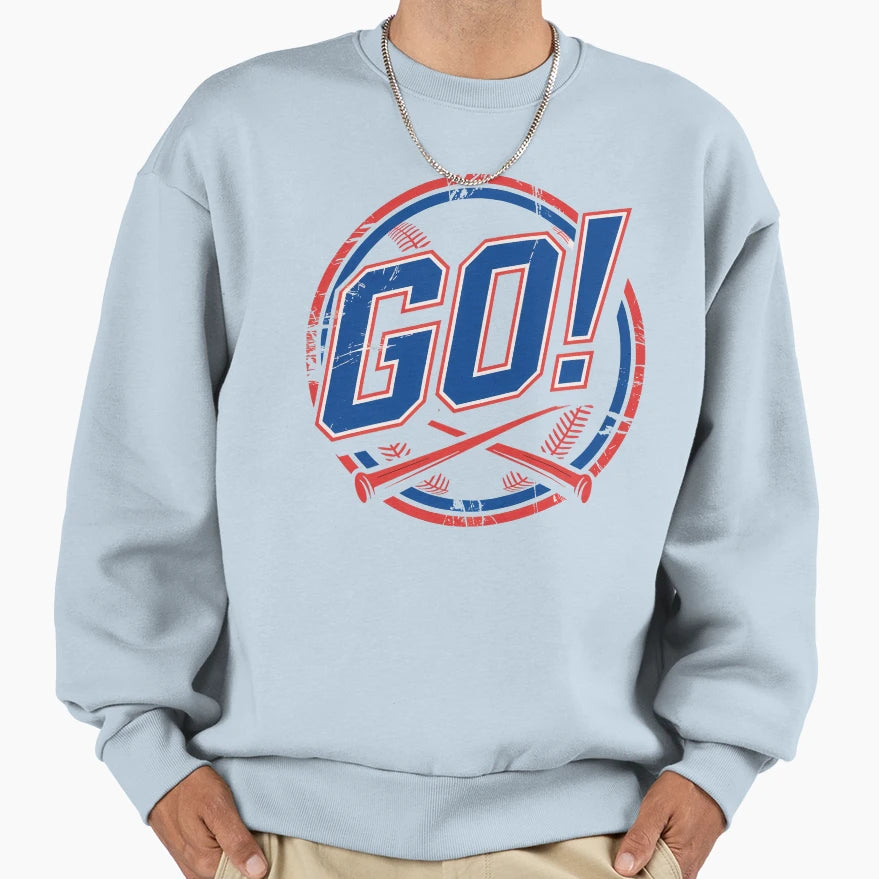 Go Baseball Crossed Bats Sports Sweatshirt - Trendy Graphic for Adults - T-Shirt, Sweatshirt, Hoodie