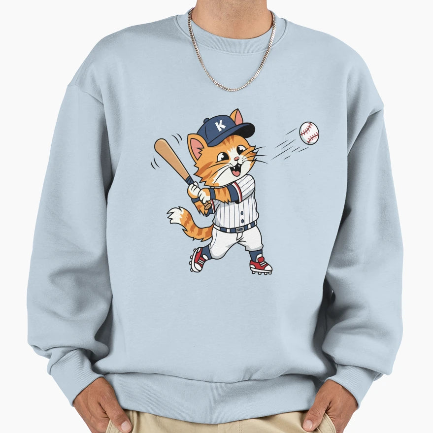 Grand Slam Ginger Baseball Cat Sweatshirt - Casual Everyday Wear Unisex - T-Shirt, Sweatshirt, Hoodie