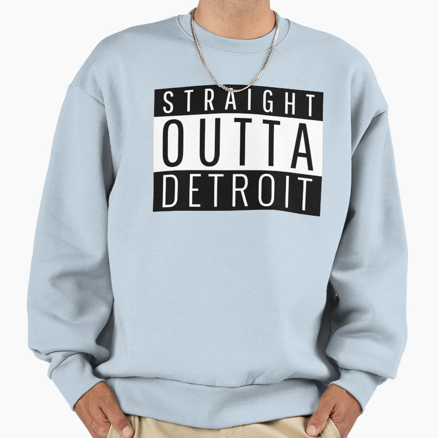 Straight Outta Detroit Michigan Sweatshirt - Minimalist Print for Adults - T-Shirt, Sweatshirt, Hoodie