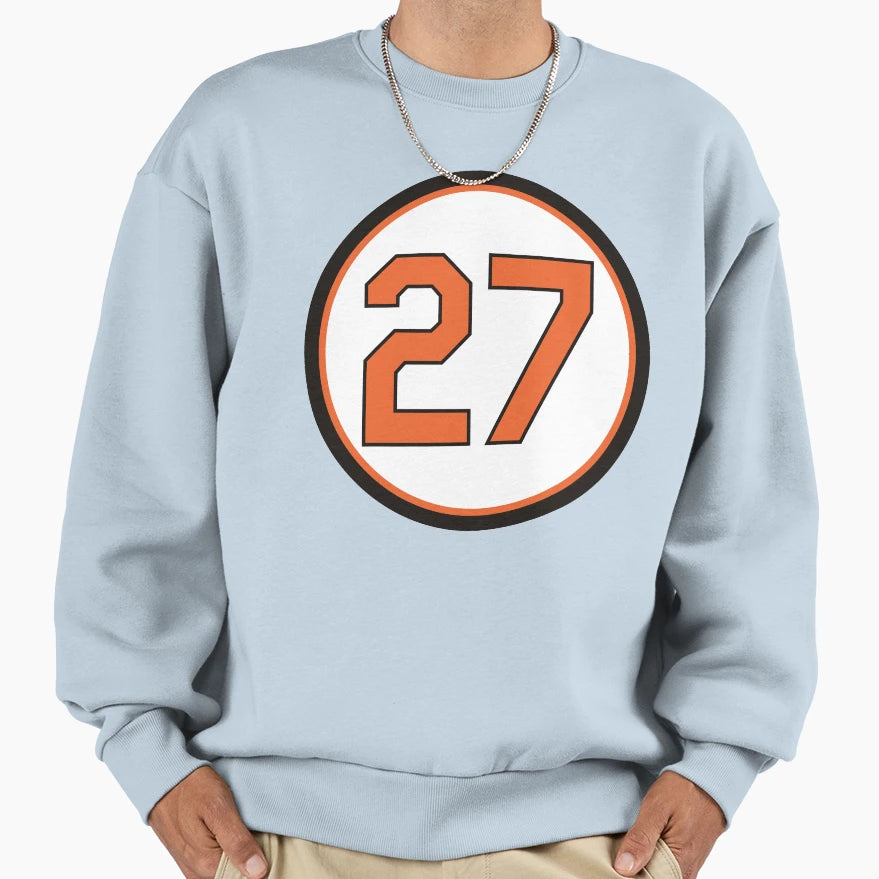 Delmon Young 27 Jersey Number Sweatshirt - Minimalist Print for Adults - T-Shirt, Sweatshirt, Hoodie