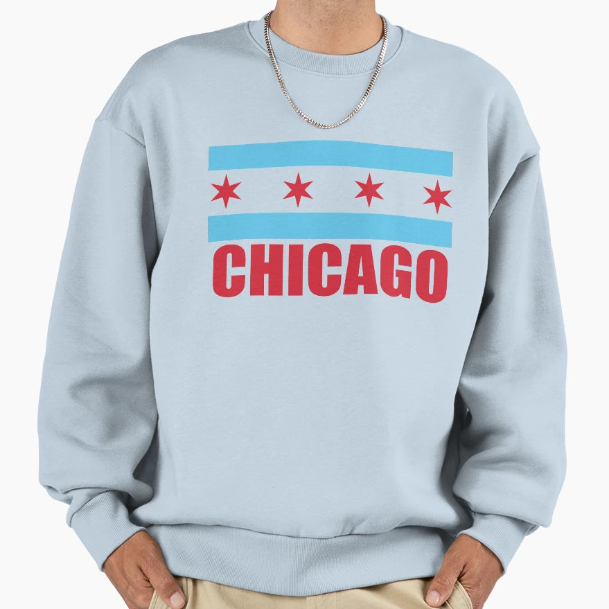 Chicago Flag Sweatshirt - Graphic Print Men Women - T-Shirt, Sweatshirt, Hoodie