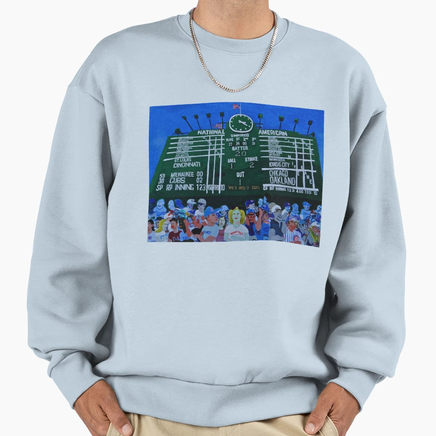 Wrigley Field Scoreboard Sweatshirt - Graphic Print Unisex - T-Shirt, Sweatshirt, Hoodie