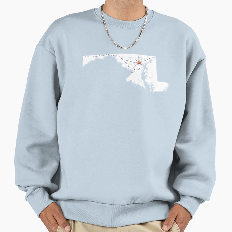 Baltimore Md White Sweatshirt - Minimalist Print for Adults - T-Shirt, Sweatshirt, Hoodie