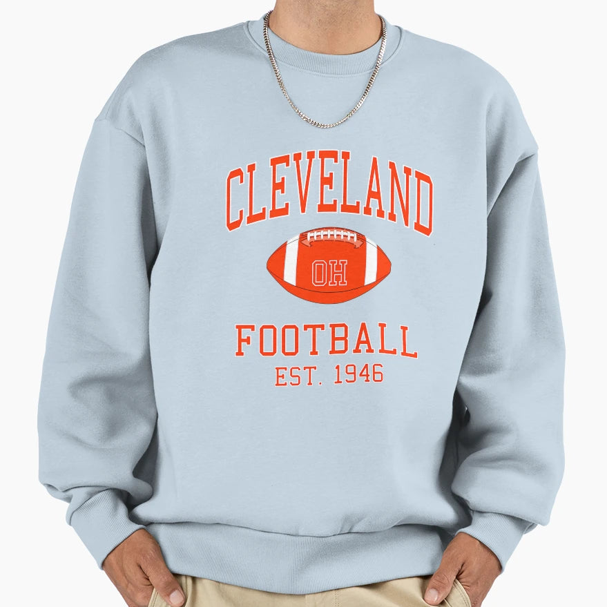 Cleveland Football Sweatshirt - Graphic Print Men Women - T-Shirt, Sweatshirt, Hoodie