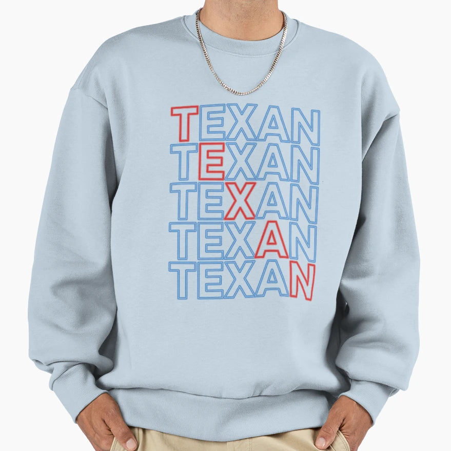 Red And Blue Texan Neon Sweatshirt - Graphic Print Unisex - T-Shirt, Sweatshirt, Hoodie