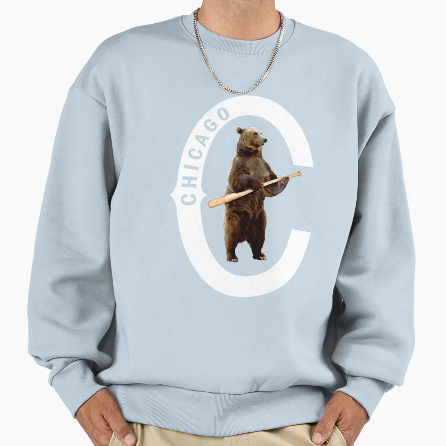 Bear Bat White Logo Sweatshirt - Minimalist Print Men Women - T-Shirt, Sweatshirt, Hoodie