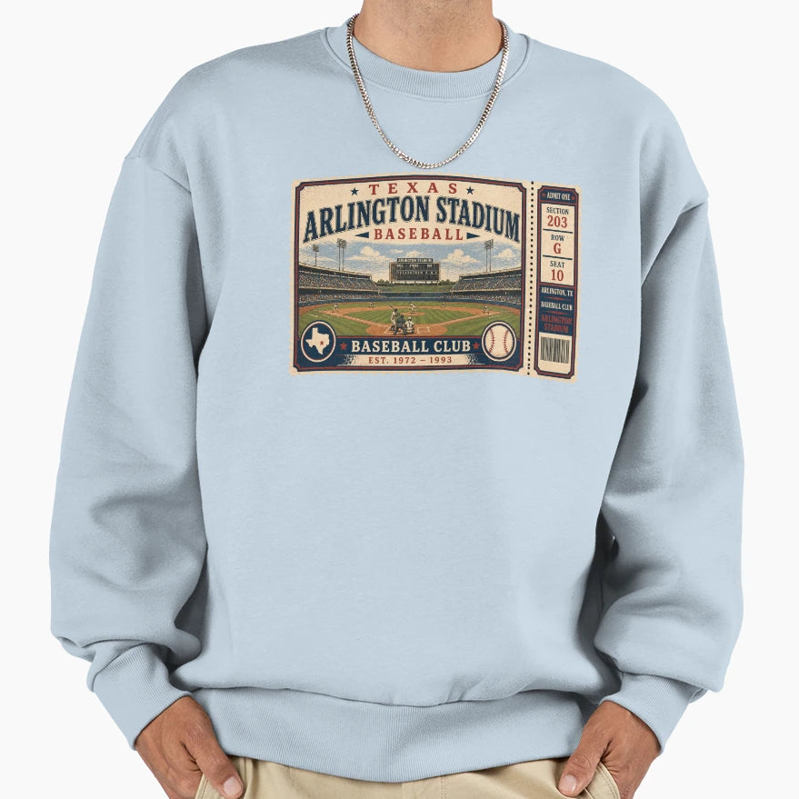 Texas Baseball Ticket Stub Sweatshirt - Casual Everyday Wear for Adults - T-Shirt, Sweatshirt, Hoodie