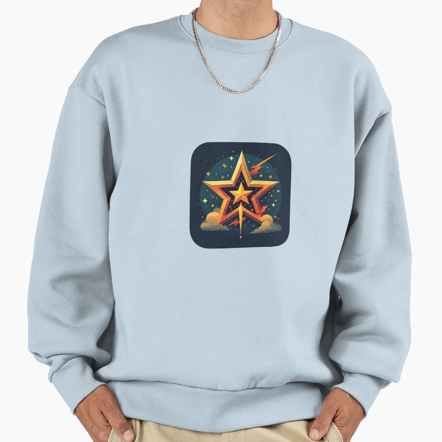 Golden Cosmic Star Emblem Sweatshirt - Minimalist Print Men Women - T-Shirt, Sweatshirt, Hoodie
