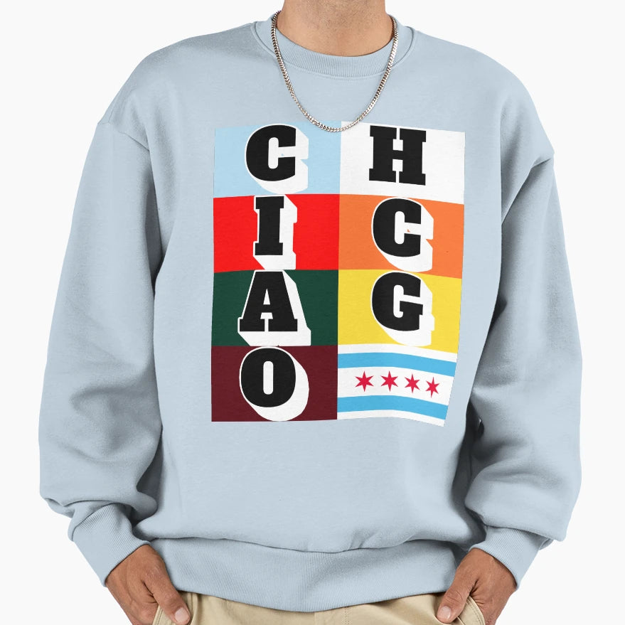Chicago Typography Pattern Sweatshirt - Unique Graphic Men Women - T-Shirt, Sweatshirt, Hoodie