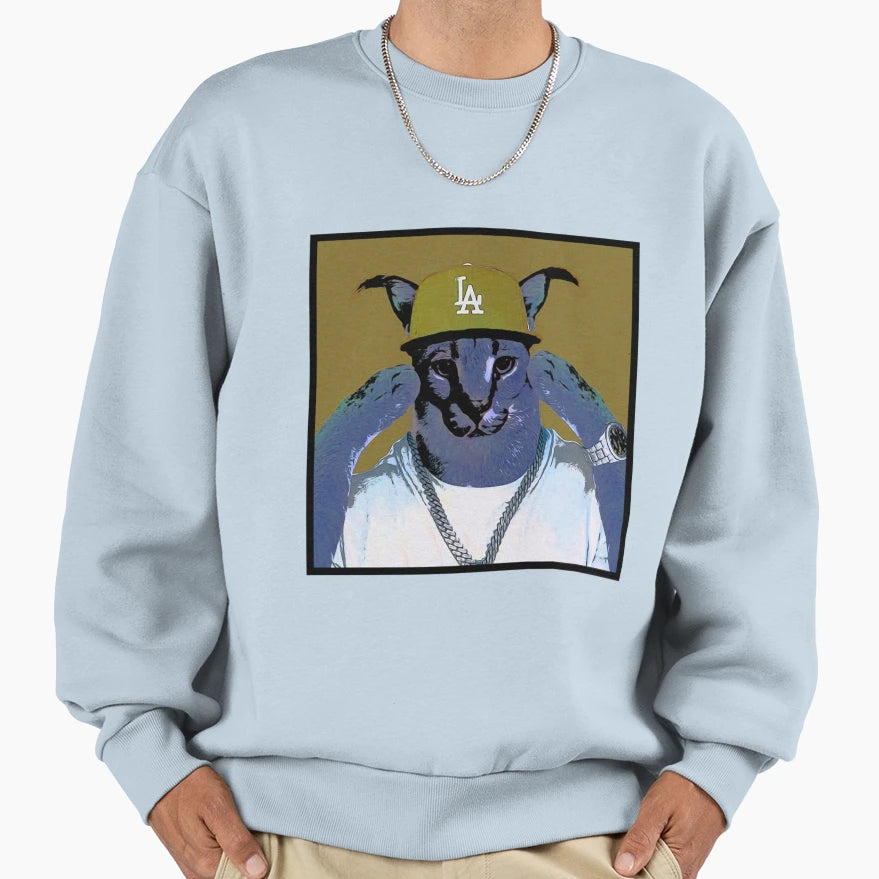 Gangster Big Floppa Sweatshirt - Custom Art Print Men Women - T-Shirt, Sweatshirt, Hoodie