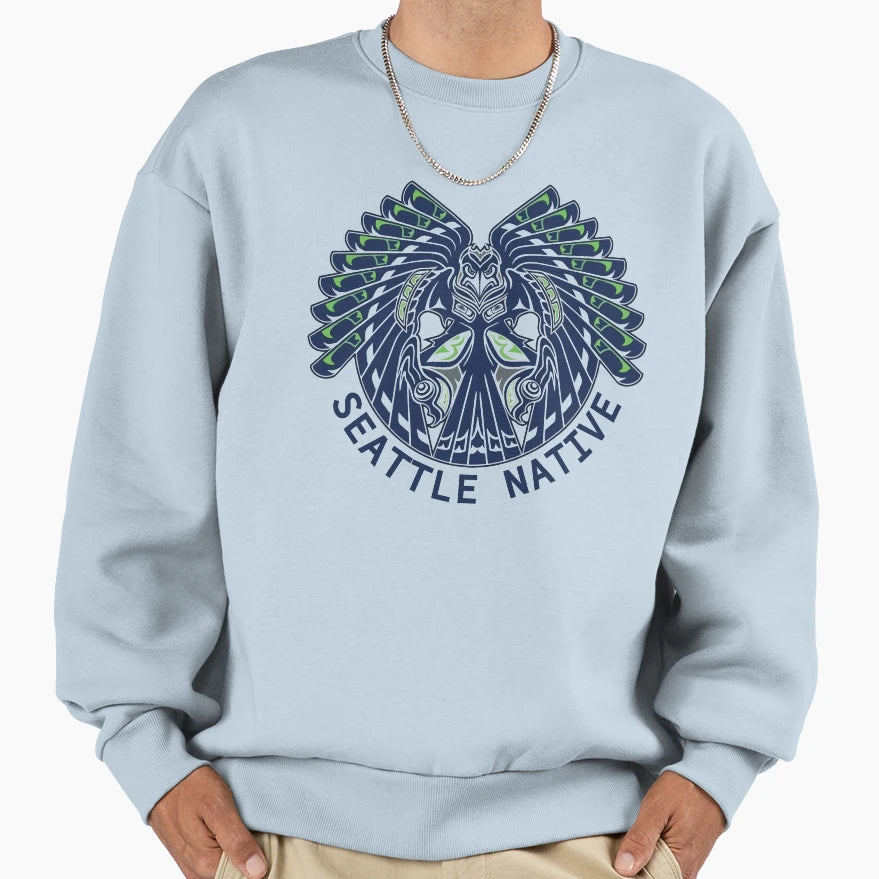 Seattle Native Hawks Sweatshirt - Custom Art Print for Adults - T-Shirt, Sweatshirt, Hoodie
