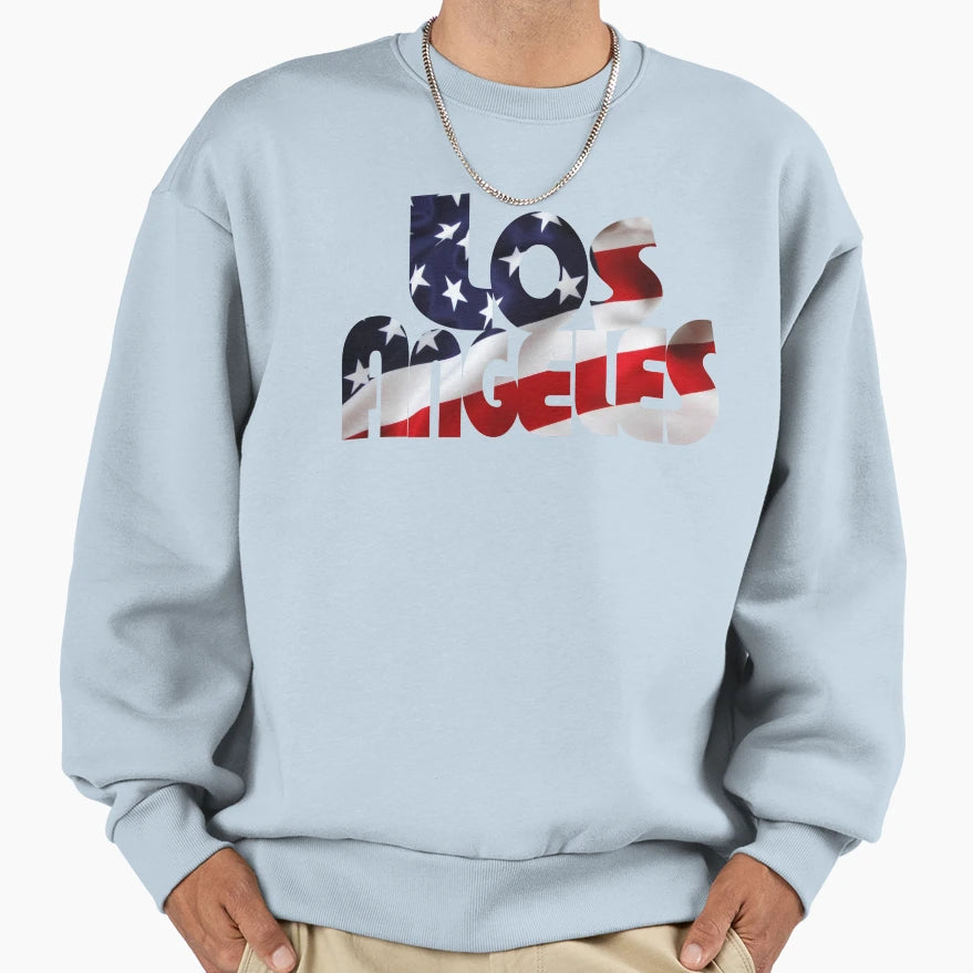 Los Angeles Usa Flag Sweatshirt - Unique Graphic for Adults - T-Shirt, Sweatshirt, Hoodie