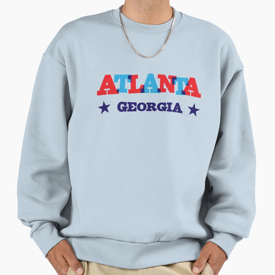 Atlanta Ga Overprint Typography Sweatshirt - Minimalist Print Men Women - T-Shirt, Sweatshirt, Hoodie