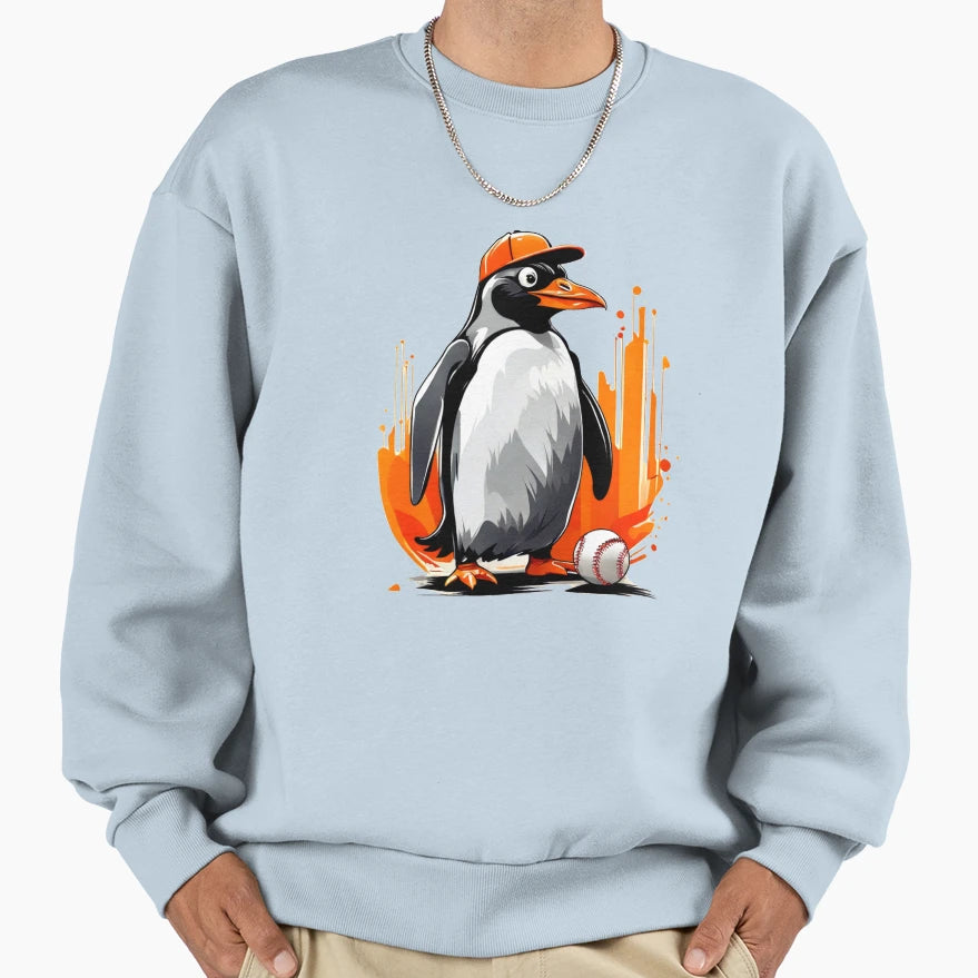 Baseball Penguin Sweatshirt - Unique Graphic Men Women - T-Shirt, Sweatshirt, Hoodie