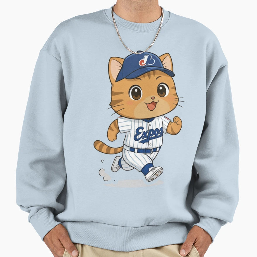 Born Ready Cat Baseball Sweatshirt - Graphic Print Unisex - T-Shirt, Sweatshirt, Hoodie
