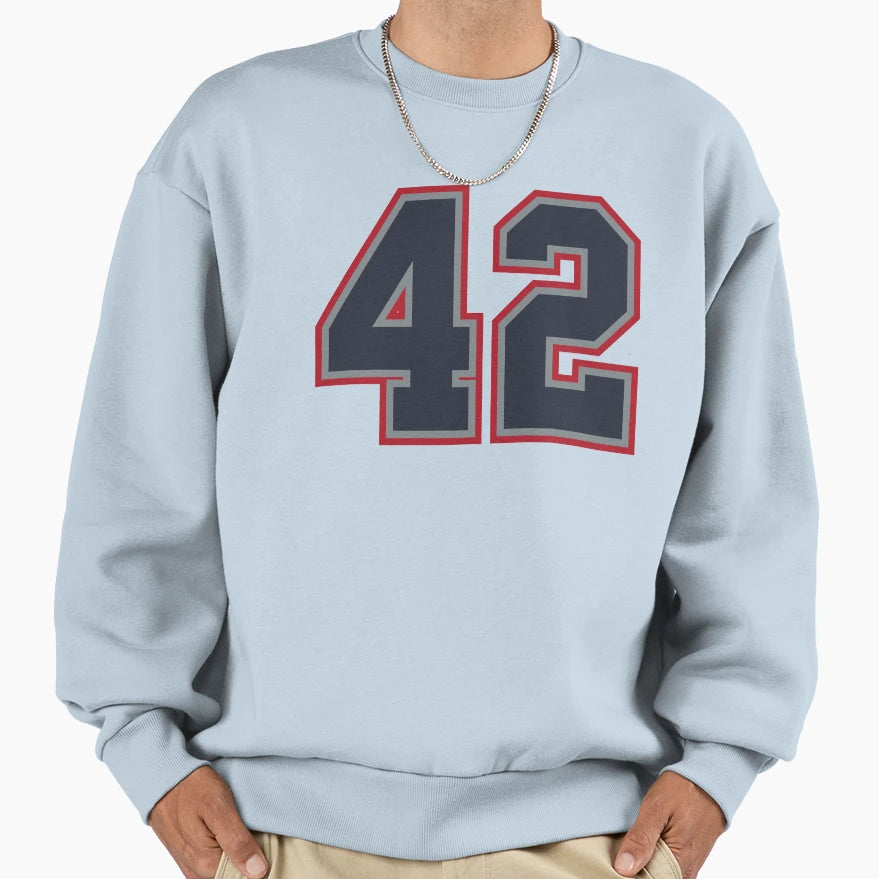 42 Navy Grey Red Sports Number Fourty Sweatshirt - Trendy Graphic Unisex - T-Shirt, Sweatshirt, Hoodie