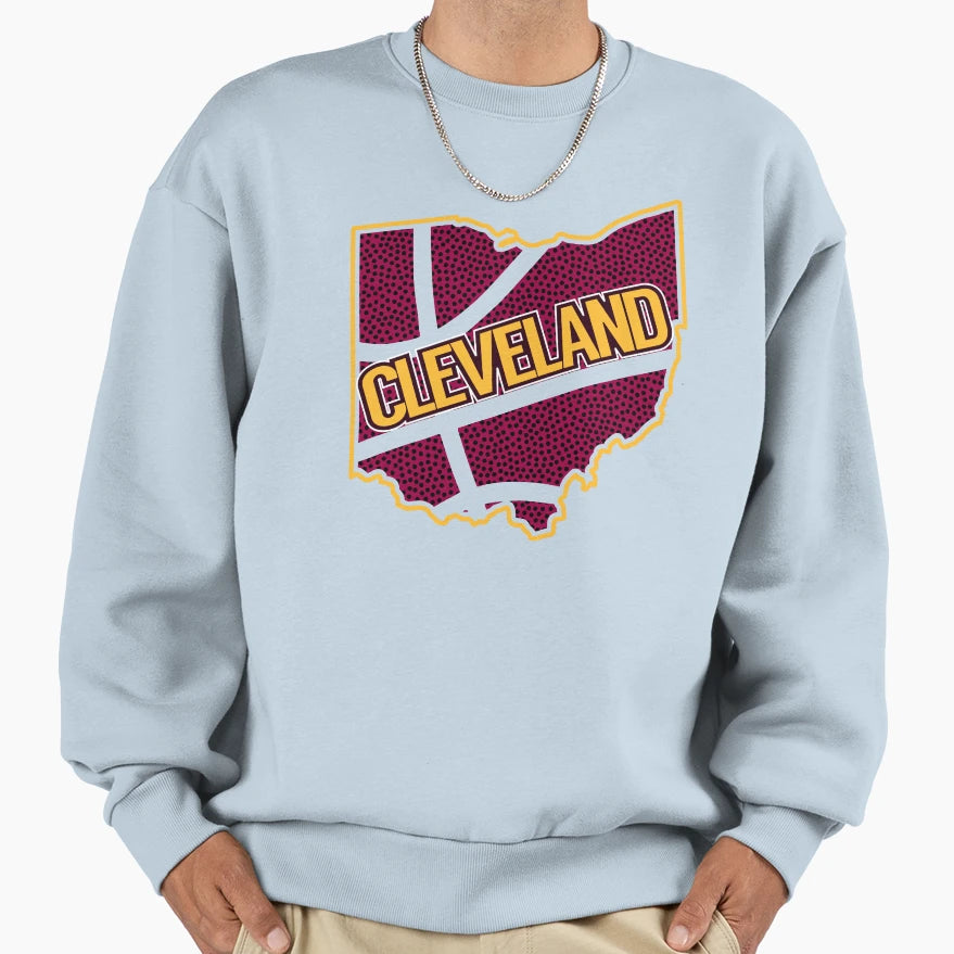 Cleveland Basketball Oh Outline Sweatshirt - Unique Graphic Men Women - T-Shirt, Sweatshirt, Hoodie