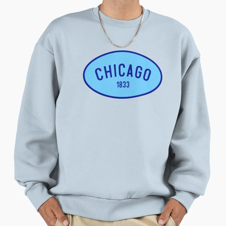 Chicago Blue 1833 Sweatshirt - Minimalist Print for Adults - T-Shirt, Sweatshirt, Hoodie