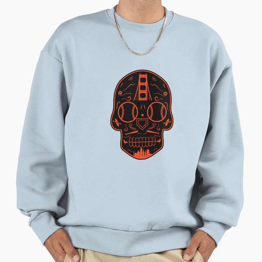 San Francisco Baseball Sugar Skull Sweatshirt - Trendy Graphic Men Women - T-Shirt, Sweatshirt, Hoodie