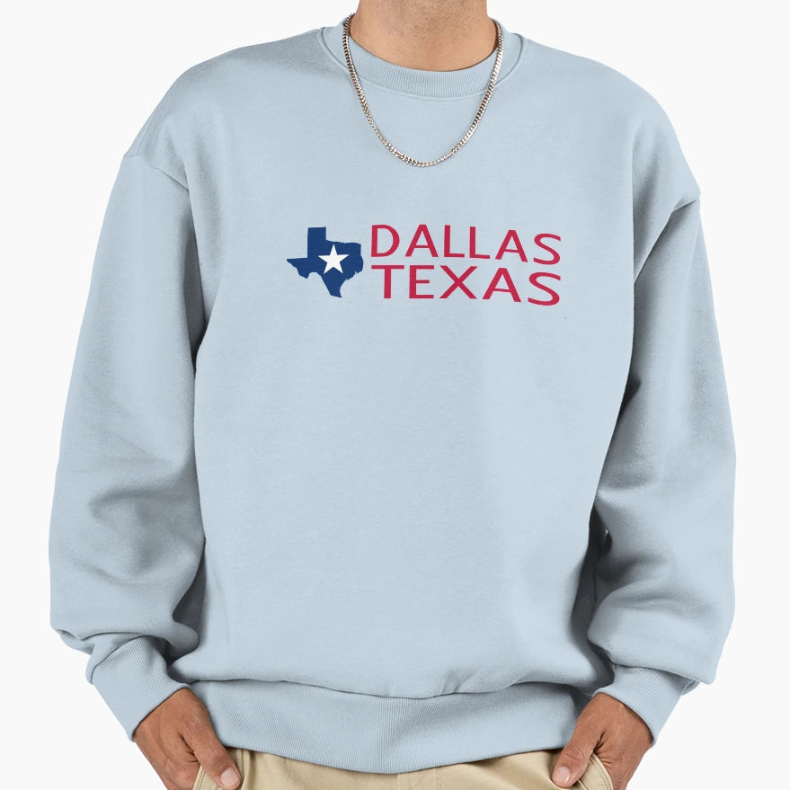 Dallas Texas State Shape Star Sweatshirt - Graphic Print Men Women - T-Shirt, Sweatshirt, Hoodie