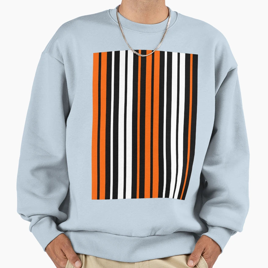 Orange White Stripes Black Background Sweatshirt - Unique Graphic Men Women - T-Shirt, Sweatshirt, Hoodie