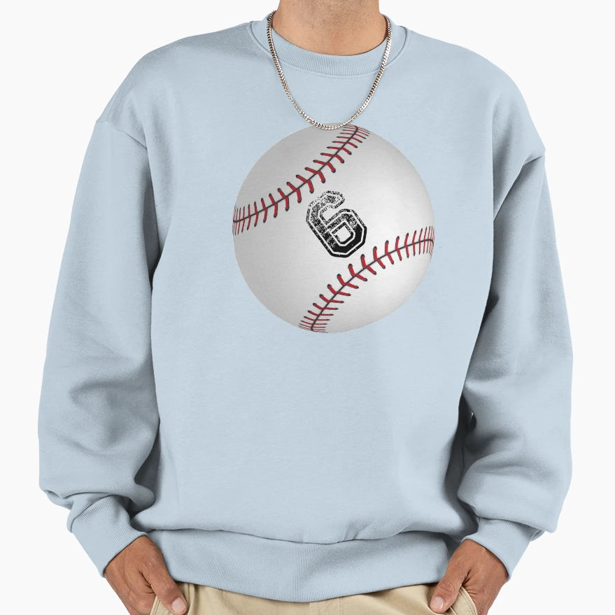 Baseball Ball Number 6 Six Sweatshirt - Graphic Print for Adults - T-Shirt, Sweatshirt, Hoodie