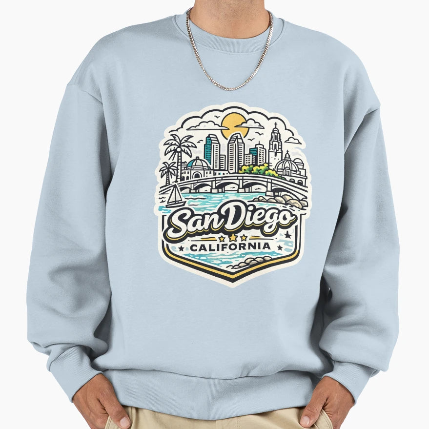 San Diego California Skyline Sweatshirt - Custom Art Print Men Women - T-Shirt, Sweatshirt, Hoodie