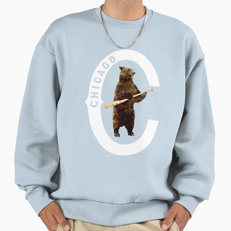 Bear Bat White Logo Polygonal Sweatshirt - Custom Art Print Unisex - T-Shirt, Sweatshirt, Hoodie